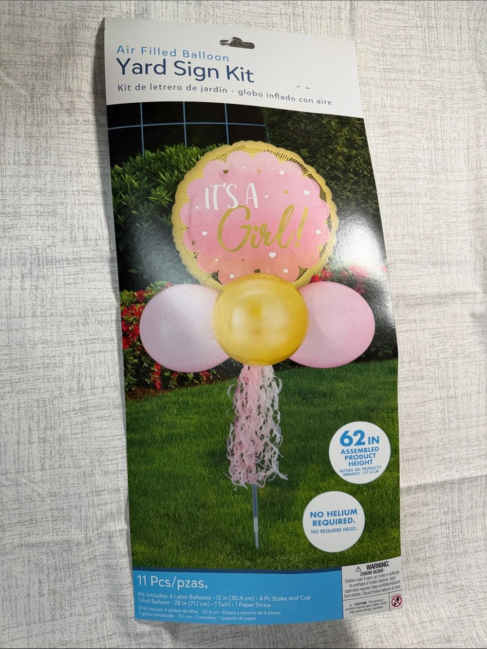 Yard Sign Kit 'It's a Girl!' Pink and Gold Party Balloon Set. NEW